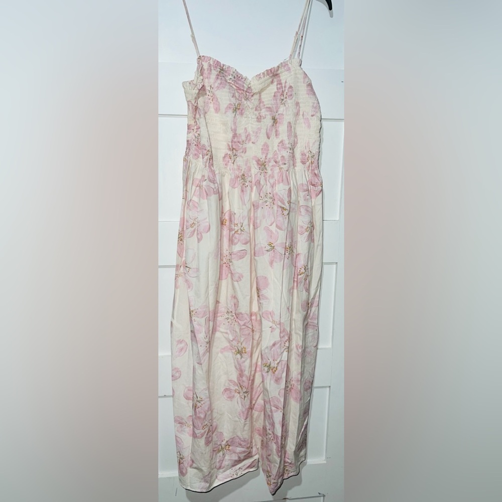 Floral Pink and Cream Summer Maxi Dress